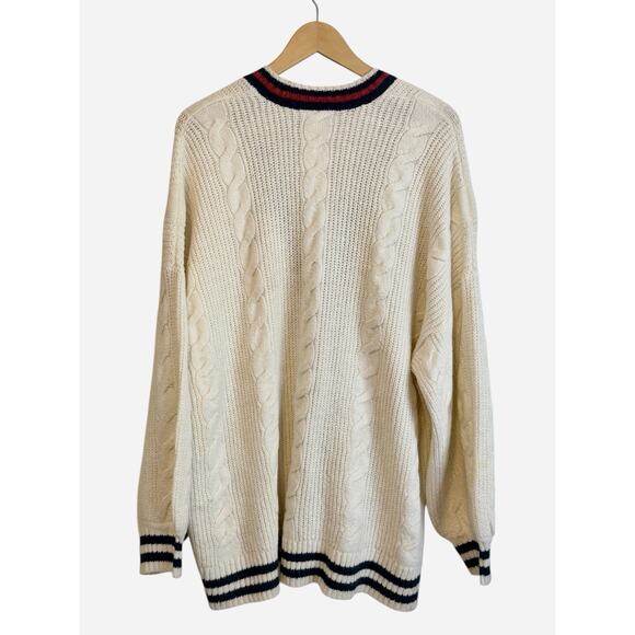 American Eagle Cardigan Sweater Womens XL Preppy Varsity Cable Knit Academia - Picture 4 of 10
